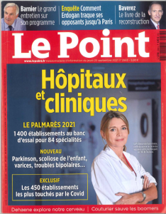 première-couverture-Le-Point-palmarès-cliniques-France-2021-arthrose-main-Dr-Tchurukdichian